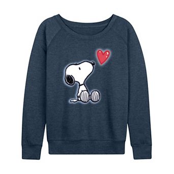 Women's Peanuts Snoopy Heart French Terry Long Sleeve Tee