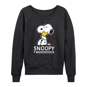 Women's Peanuts Snoopy & Woodstock French Terry Long Sleeve Tee