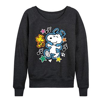 Women's Peanuts Snoopy & Woodstock Patches French Terry Long Sleeve Tee