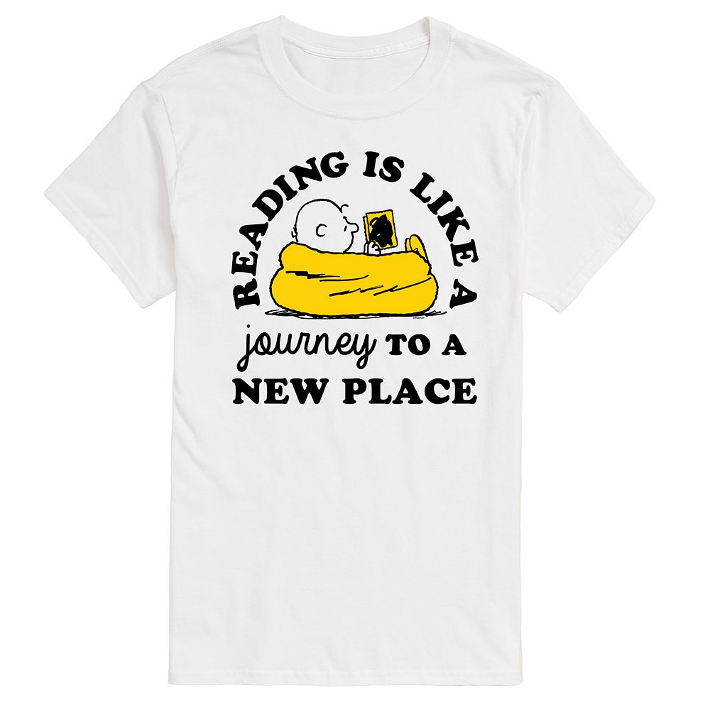 Men's Peanuts Reading Is Like A Journey Graphic Tee