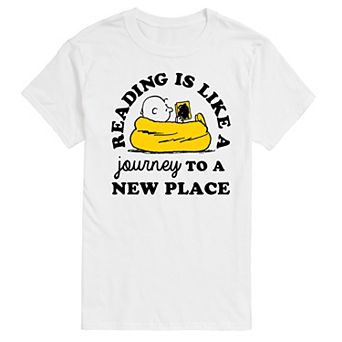 Men's Peanuts Reading Is Like A Journey Graphic Tee