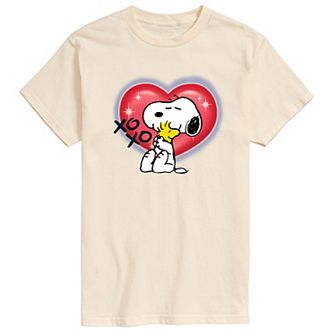 Men's Peanuts Snoopy Woodstock Airbrush Heart Graphic Tee