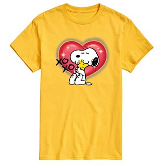 Men's Peanuts Snoopy Woodstock Airbrush Heart Graphic Tee