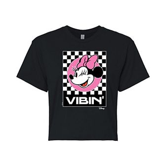 Disney's Vibin' Minnie Juniors' Cropped Graphic Tee