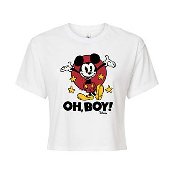 Disney's Mickey Oh Boy Juniors' Cropped Graphic Tee