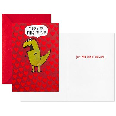Hallmark Pack of 2 Shoebox Assorted Funny Valentine's Day Cards - Nachos and Dinosaur