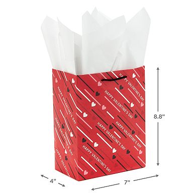 Hallmark 3-Pack Medium Valentine's Day Gift Bags With Tissue Paper - Diagonal Hearts and Stripes