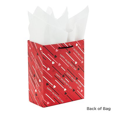 Hallmark 3-Pack Medium Valentine's Day Gift Bags With Tissue Paper - Diagonal Hearts and Stripes