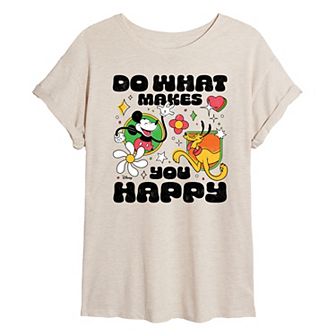 Disney's Do What Make You Happy Juniors' Cropped Graphic Tee