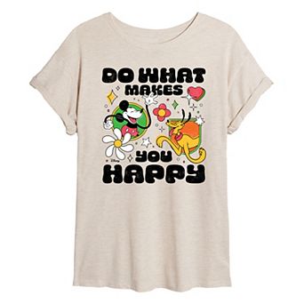 Disney's Do What Make You Happy Juniors' Cropped Graphic Tee