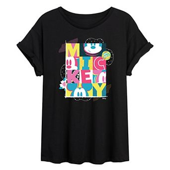 Disney's Mickey Grid Juniors' Oversized Graphic Tee