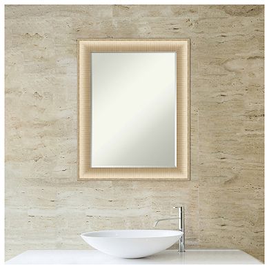Elegant Brushed Honey Petite Bevel Bathroom Wall Mirror
