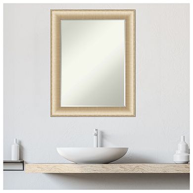 Elegant Brushed Honey Petite Bevel Bathroom Wall Mirror