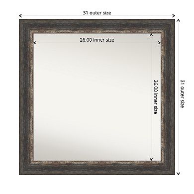 Bark Rustic Char Non-Beveled Bathroom Wall Mirror