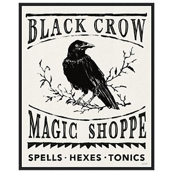 Black Crow Halloween Dark by Anne Tavoletti Framed Canvas Wall Art Print