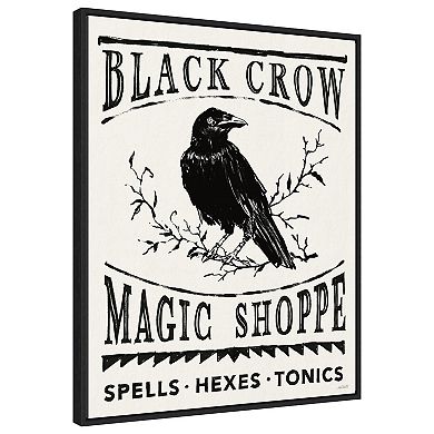 Black Crow Halloween Dark by Anne Tavoletti Framed Canvas Wall Art Print