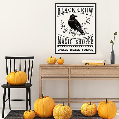 Black Crow Halloween Dark by Anne Tavoletti Framed Canvas Wall Art Print