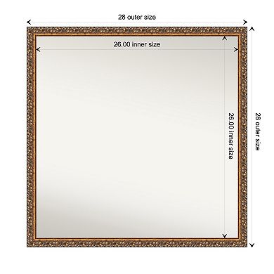 Antique Non-beveled Wood Bathroom Wall Mirror