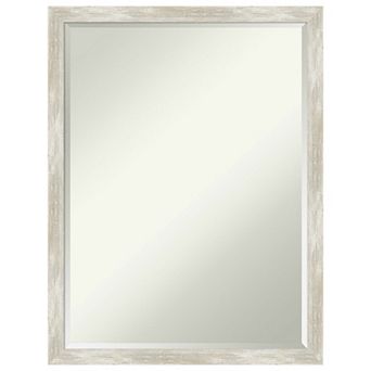 Crackled Metallic Narrow Petite Bevel Bathroom Wall Mirror