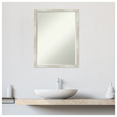 Crackled Metallic Narrow Petite Bevel Bathroom Wall Mirror