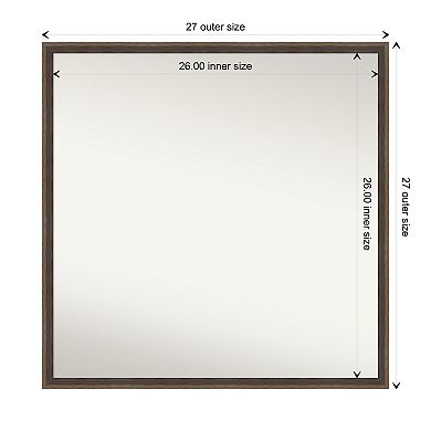 Hardwood Wedge Non-beveled Wood Bathroom Wall Mirror