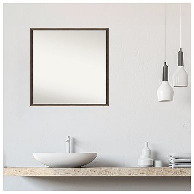 Hardwood Wedge Non-beveled Wood Bathroom Wall Mirror