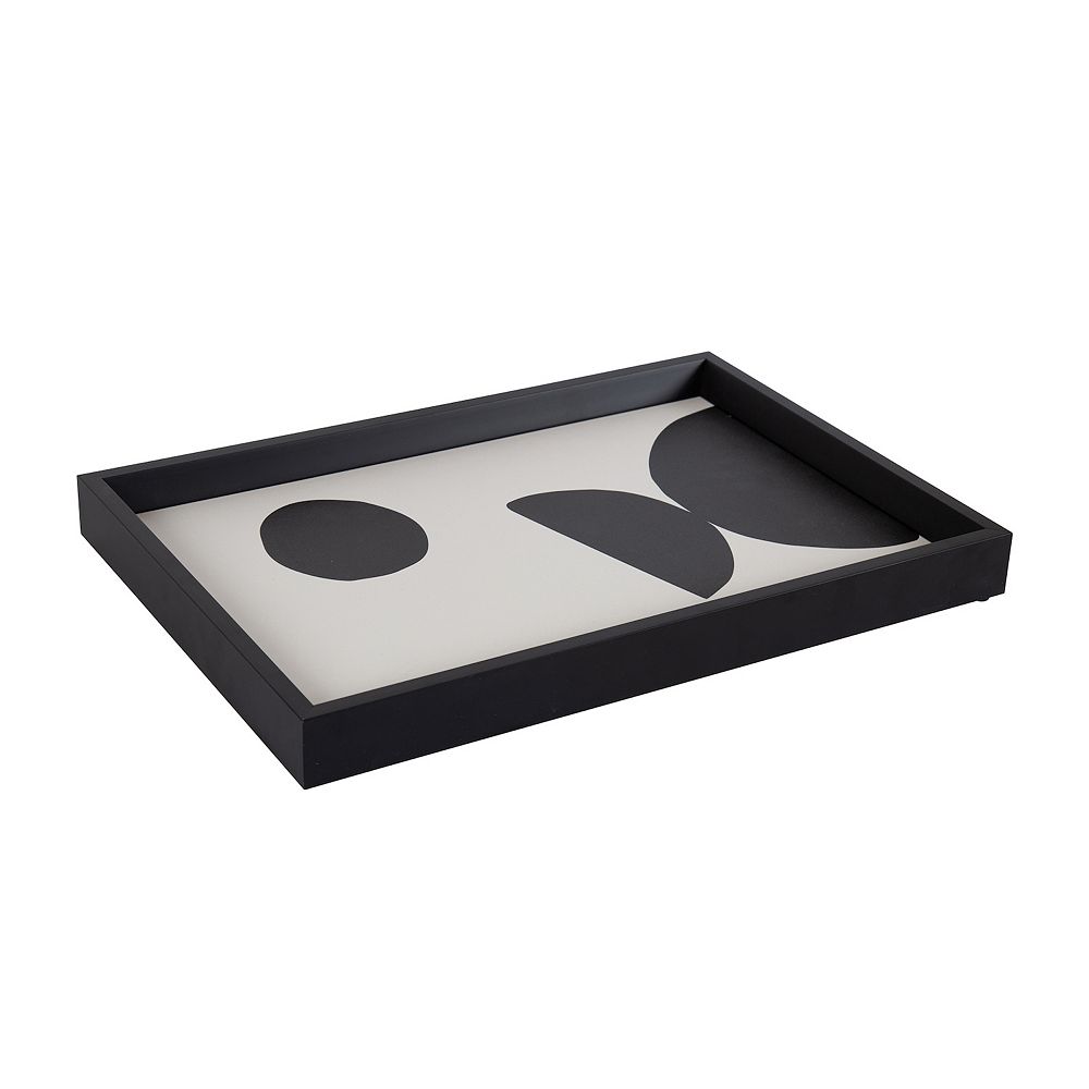 Decorative Wood Ottoman/Coffee Table Tray Featuring Organic Shapes
