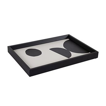 Decorative Wood Ottoman/Coffee Table Tray Featuring Organic Shapes