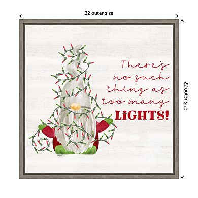 Gnome for Christmas Sentiment V-Lights by Tara Reed Framed Canvas Wall Art Print