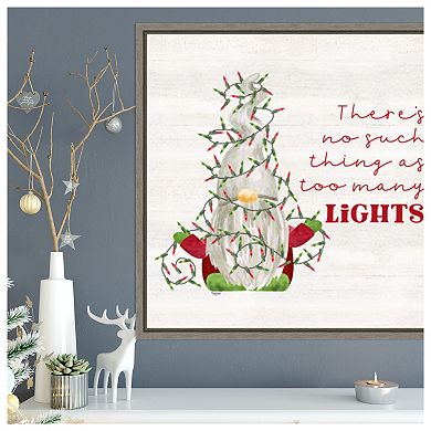 Gnome for Christmas Sentiment V-Lights by Tara Reed Framed Canvas Wall Art Print