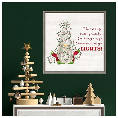 Gnome for Christmas Sentiment V-Lights by Tara Reed Framed Canvas Wall Art Print