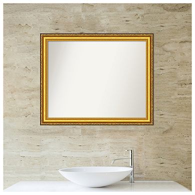 Colonial Embossed Non-beveled Wood Bathroom Wall Mirror