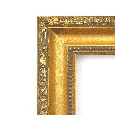 Colonial Embossed Non-beveled Wood Bathroom Wall Mirror
