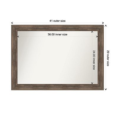 Hardwood Non-beveled Wood Bathroom Wall Mirror