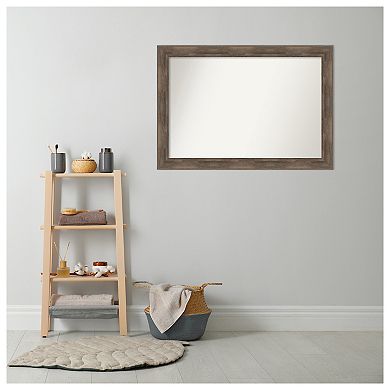 Hardwood Non-beveled Wood Bathroom Wall Mirror