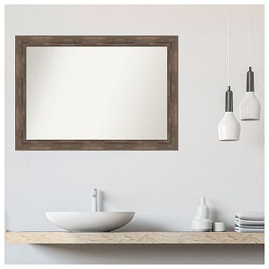 Hardwood Non-beveled Wood Bathroom Wall Mirror