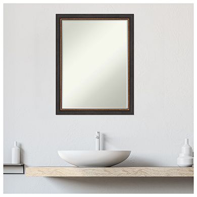 Ashton Black Petite Bevel Wood Bathroom Wall Mirror