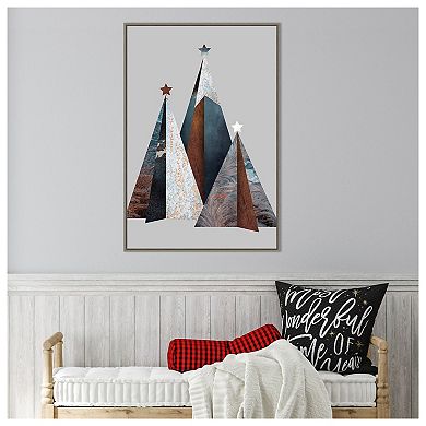 Three Christmas Trees by Design Fabrikken Framed Canvas Wall Art Print