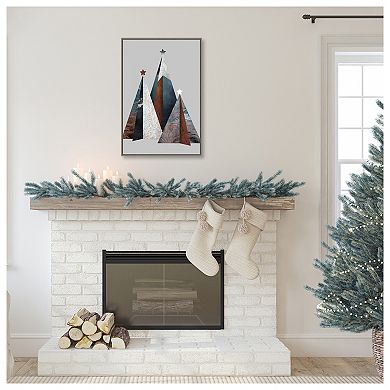 Three Christmas Trees by Design Fabrikken Framed Canvas Wall Art Print
