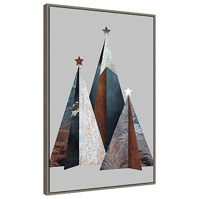 Three Christmas Trees by Design Fabrikken Framed Canvas Wall Art Print