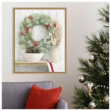 Natural Christmas I by Julia Purinton Framed Canvas Wall Art Print