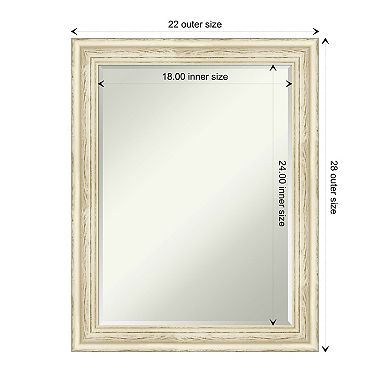 Country White Wash Petite Bevel Wood Bathroom Wall Mirror