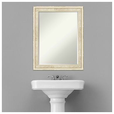 Country White Wash Petite Bevel Wood Bathroom Wall Mirror