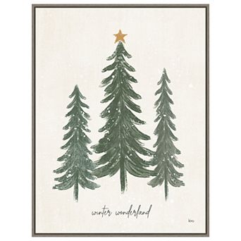 Woodland Christmas Trees by Veronique Charron Framed Canvas Wall Art Print