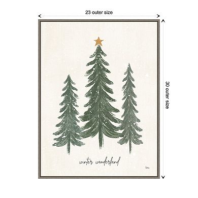 Woodland Christmas Trees by Veronique Charron Framed Canvas Wall Art Print