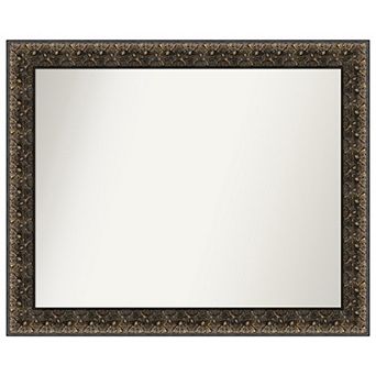 Intaglio Embossed Non-Beveled Wood Bathroom Wall Mirror