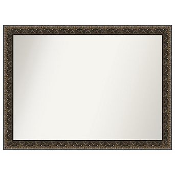 Intaglio Embossed Non-Beveled Wood Bathroom Wall Mirror