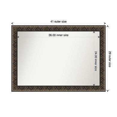 Intaglio Embossed Non-Beveled Wood Bathroom Wall Mirror