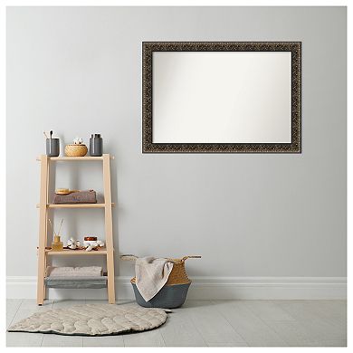 Intaglio Embossed Non-Beveled Wood Bathroom Wall Mirror