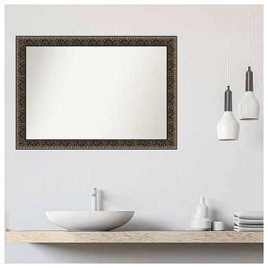 Intaglio Embossed Non-Beveled Wood Bathroom Wall Mirror